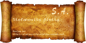 Stefanovits Aletta névjegykártya